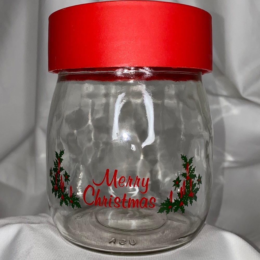 EUC Vintage Carlton Glass Merry Christmas Canister
